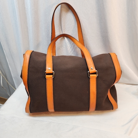 Prada Authentic Vintage Canvas & Leather Bowling Bag Purse Made in Italy!  🇮🇹 - Picture 2 of 15